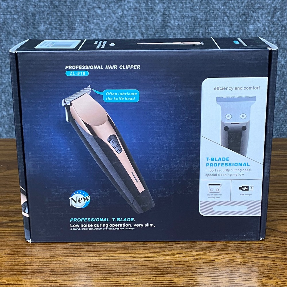 Professional‎ Hair Clipper Kit ZL-918 T-Blade Trimmer Cordless USB Rechargeable